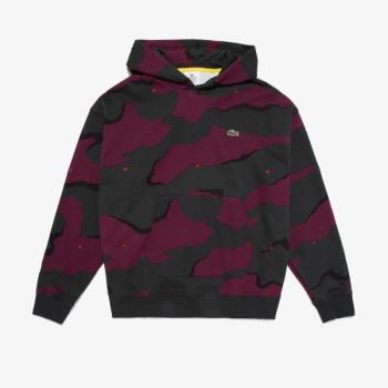 Lacoste LIVE Hooded Camo Print Fleece Sweatshirt Pánské - Mikiny Zelene / Bílé | CZ-deMnNe